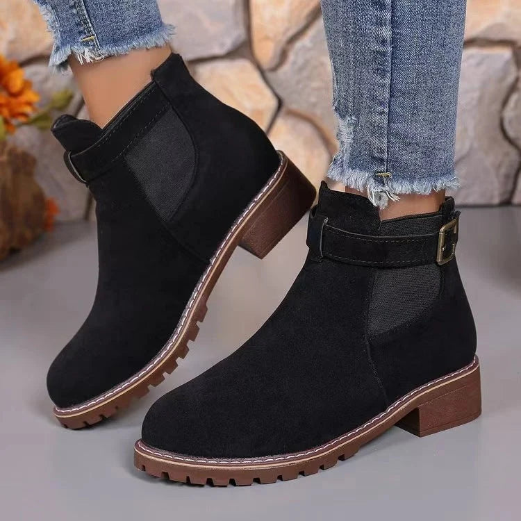 Sofia | Eleganti Stivaletti Chelsea Bassi per Donna con Tacco Robusto e Inserti Elastici 0