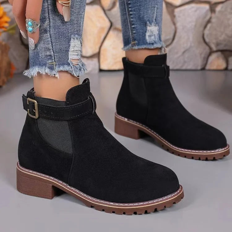 Sofia | Eleganti Stivaletti Chelsea Bassi per Donna con Tacco Robusto e Inserti Elastici 4