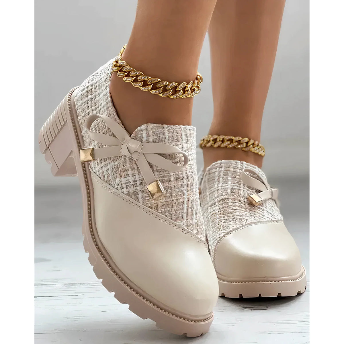 Sofia | Eleganti Stivaletti Donna in Tweed con Tacco a Blocco 1