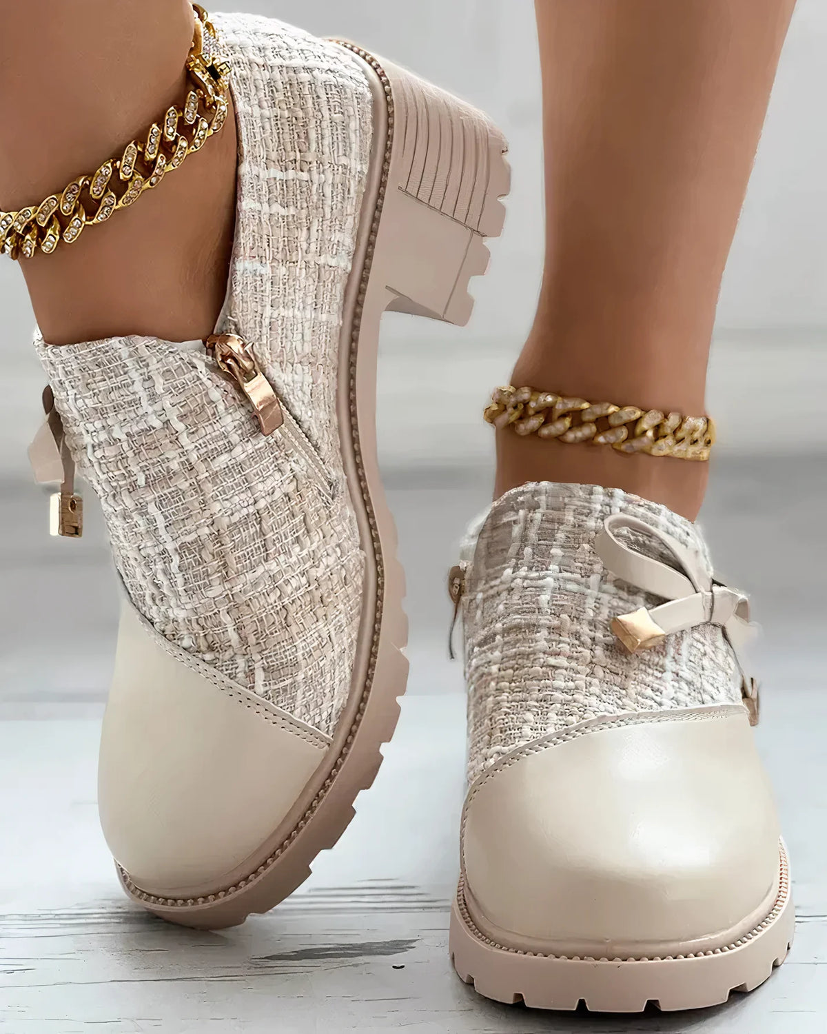 Sofia | Eleganti Stivaletti Donna in Tweed con Tacco a Blocco 2