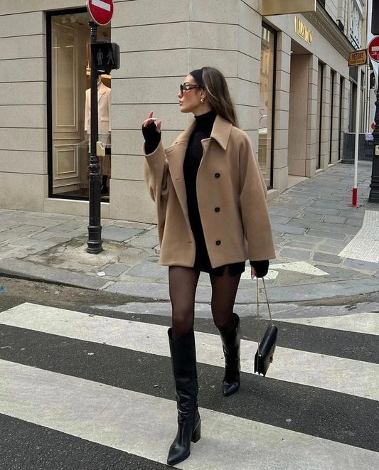 Sofia | Moderno Cappotto Oversize Donna In Lana Monopetto Corto 0