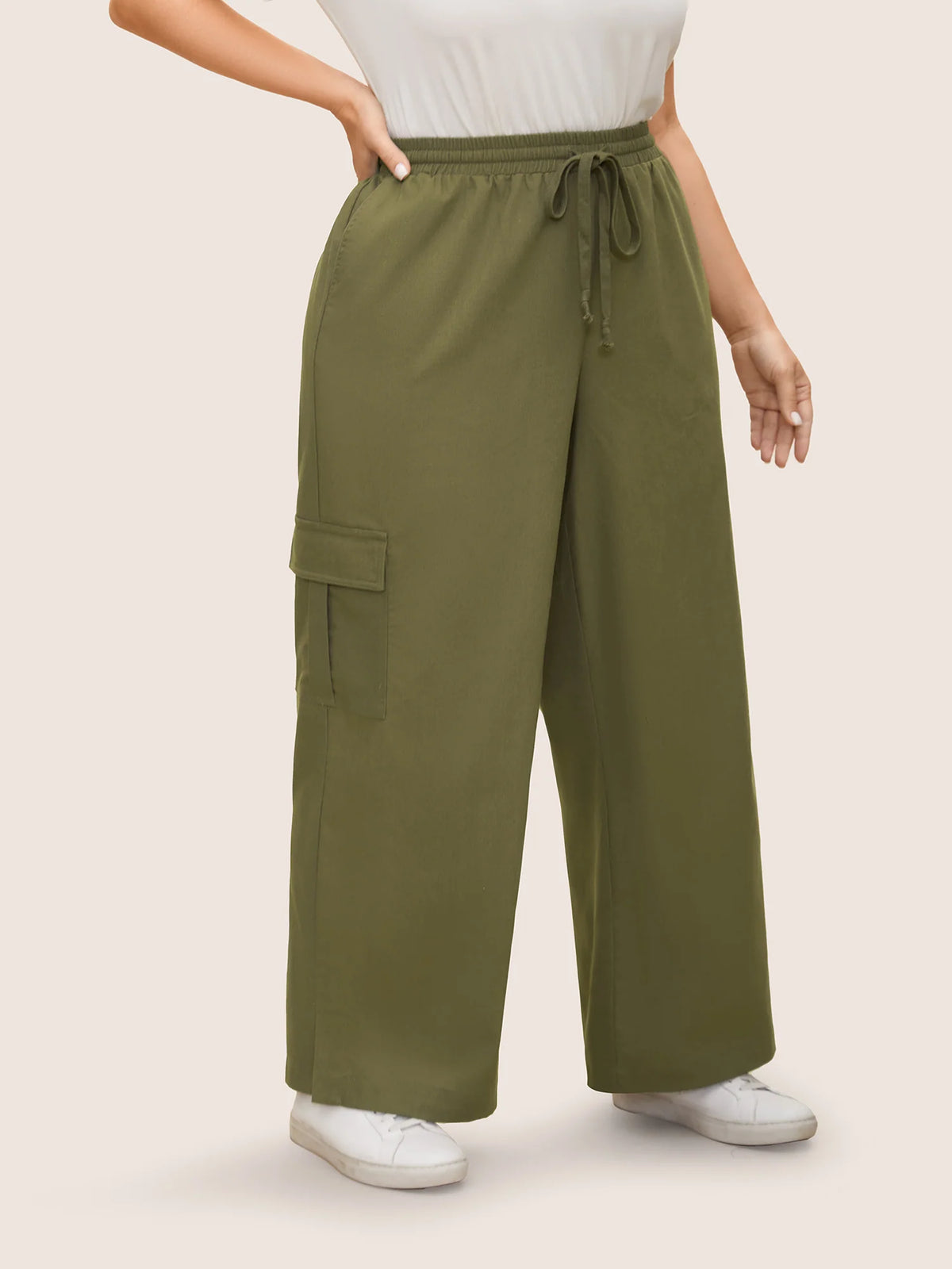 Sofia | Stylish Lino Cargo Pantaloni Donna Larga Autunno 2