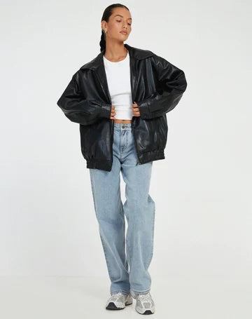 Sophia | Classica Giacca in Pelle Oversize Autunnale con Colletto 0