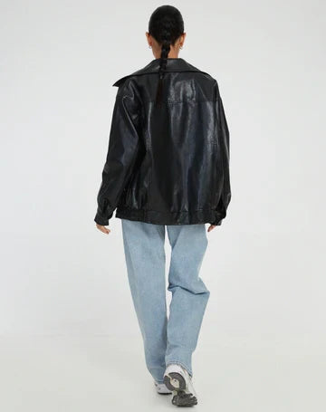 Sophia | Classica Giacca in Pelle Oversize Autunnale con Colletto 5