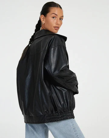 Sophia | Classica Giacca in Pelle Oversize Autunnale con Colletto 7