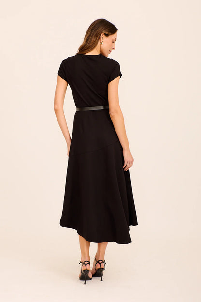 Sophia | Elegante Abito Midi Nero con Cintura per Donna 3