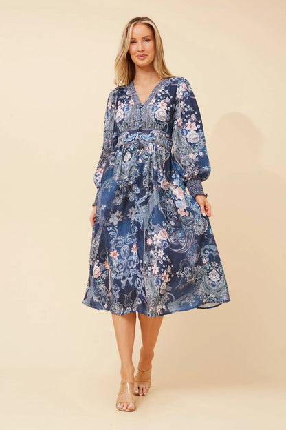 Sophia | Elegante Abito Midi con Stampa Arabesque 0