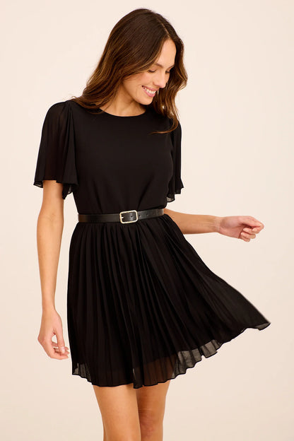Sophia | Elegante Abito Nero Cerimonia Donna in Chiffon con Cintura 1