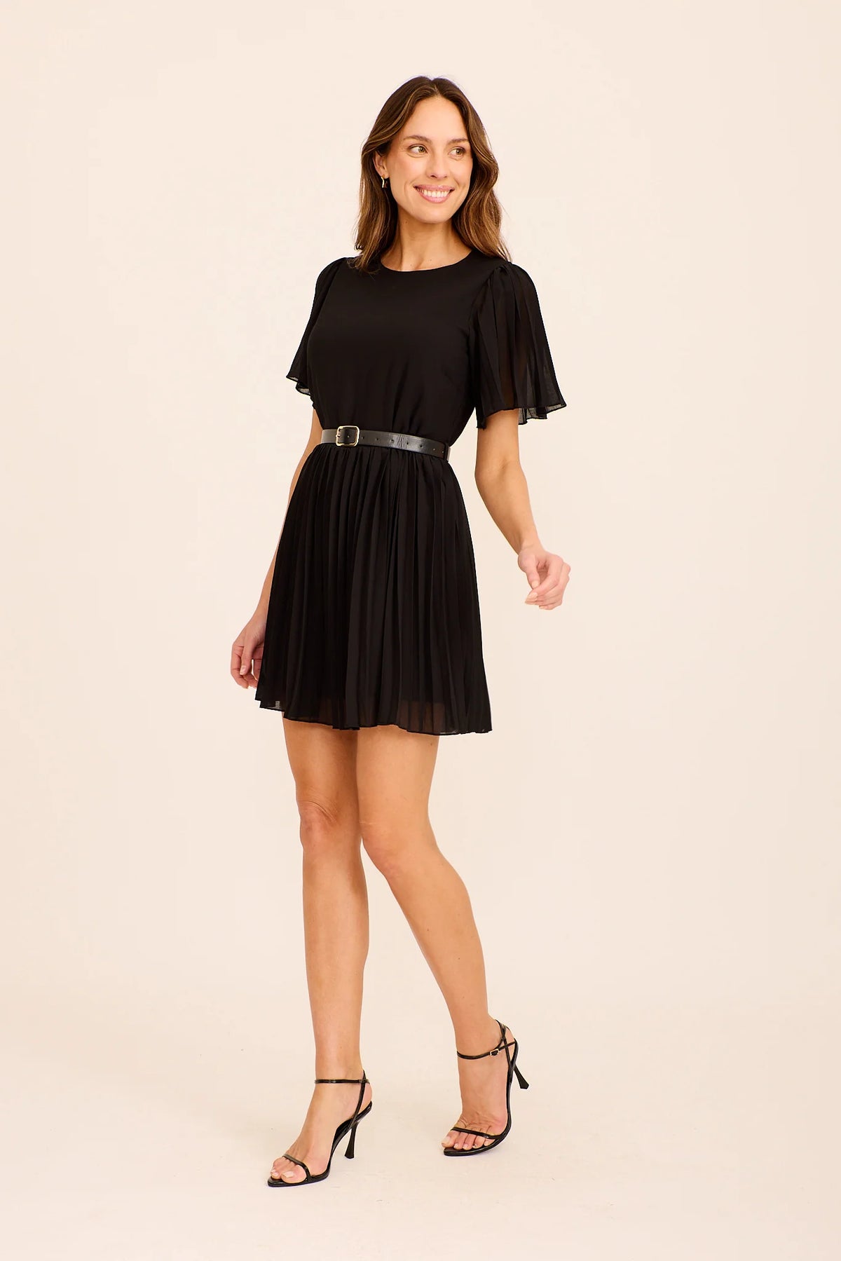 Sophia | Elegante Abito Nero Cerimonia Donna in Chiffon con Cintura 2