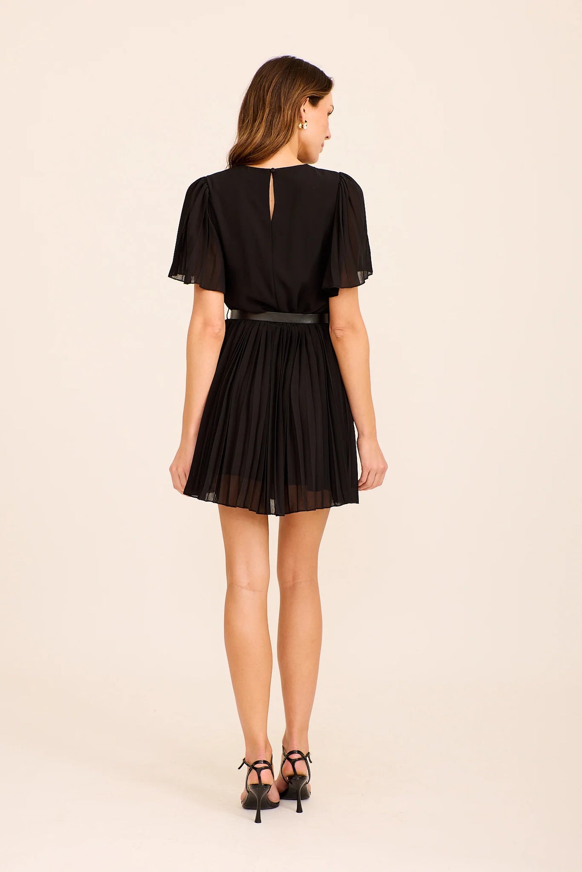 Sophia | Elegante Abito Nero Cerimonia Donna in Chiffon con Cintura 3