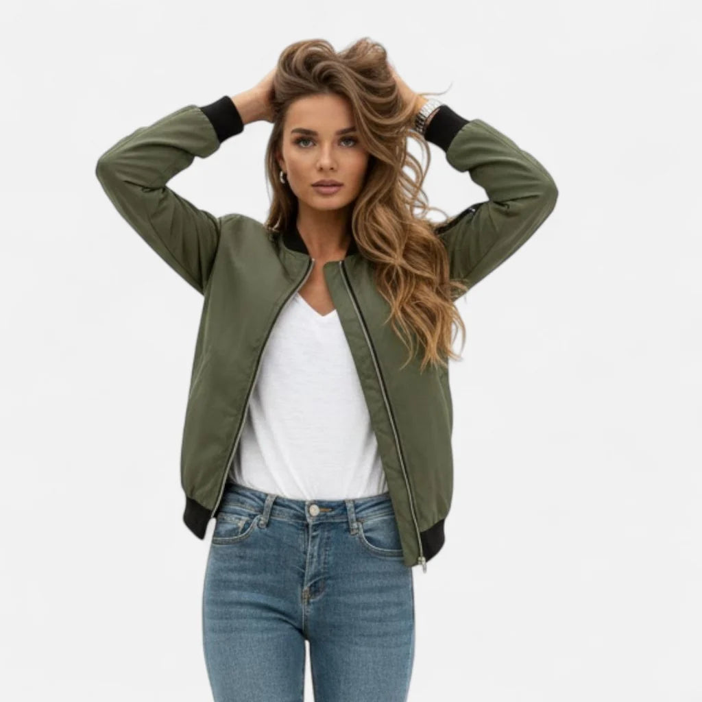Sophia | Elegante Bomber Donna In Pelle Minimalista 5