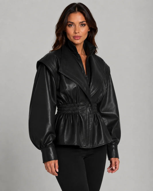 Sophia | Elegante Giacca Peplum in Ecopelle per Donna 0
