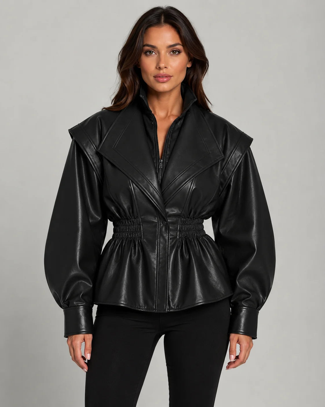 Sophia | Elegante Giacca Peplum in Ecopelle per Donna 5