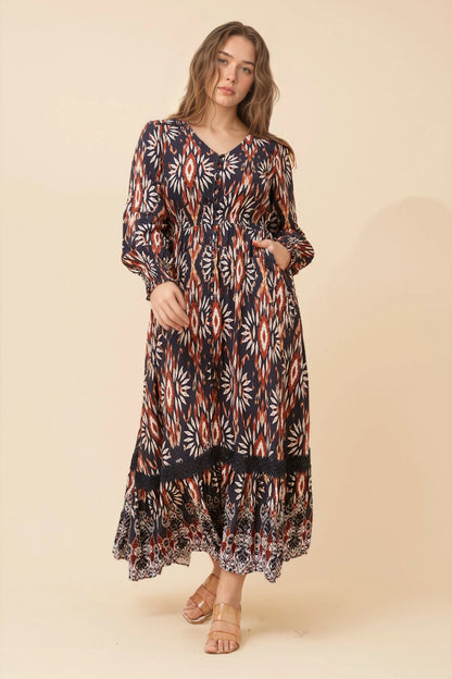 Sophia | Elegante Maxi Dress Boho con Maniche Lunghe 0