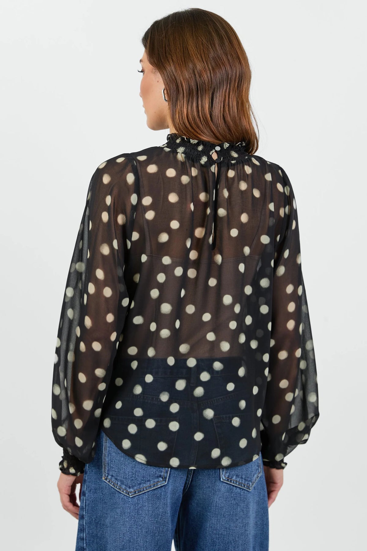 Sophia | Elegante Top in Georgette con Pois Neri 3