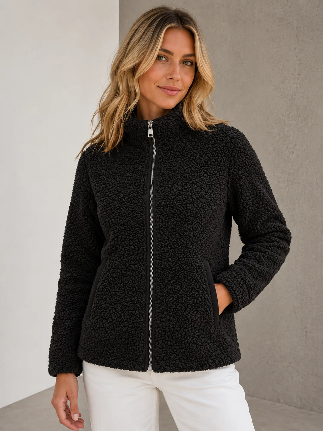 Sophie | Accogliente Giacca Invernale Donna Teddy con Collo Alto 0