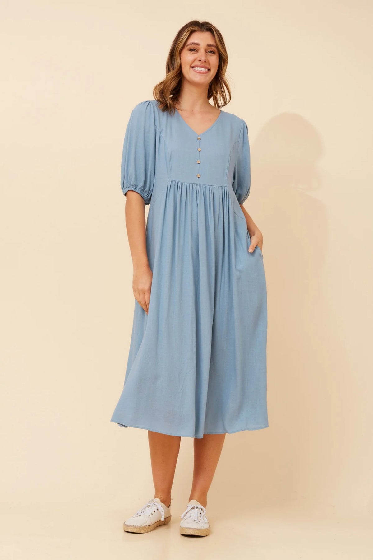 Sophie | Elegante Abito Midi in Lino Verde Jade 10