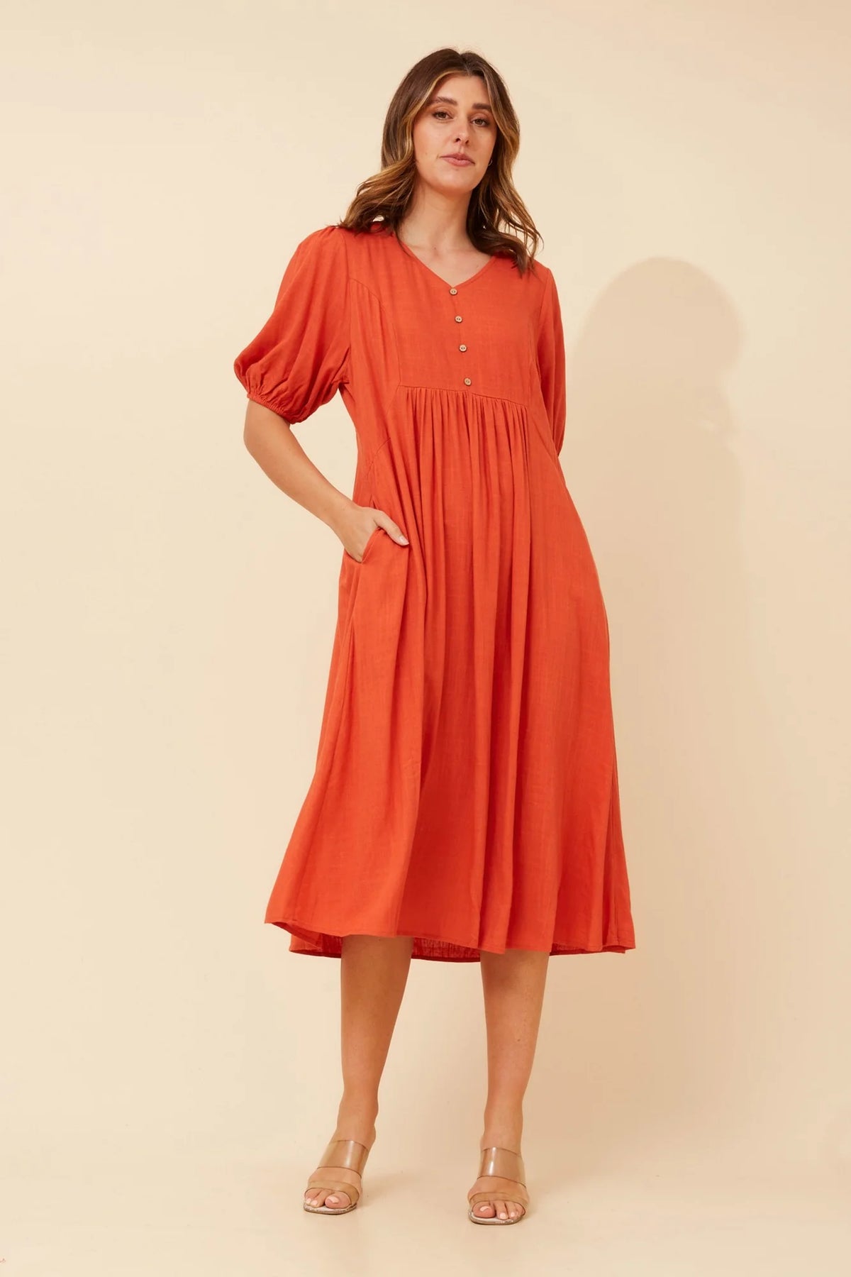 Sophie | Elegante Abito Midi in Lino Verde Jade 2