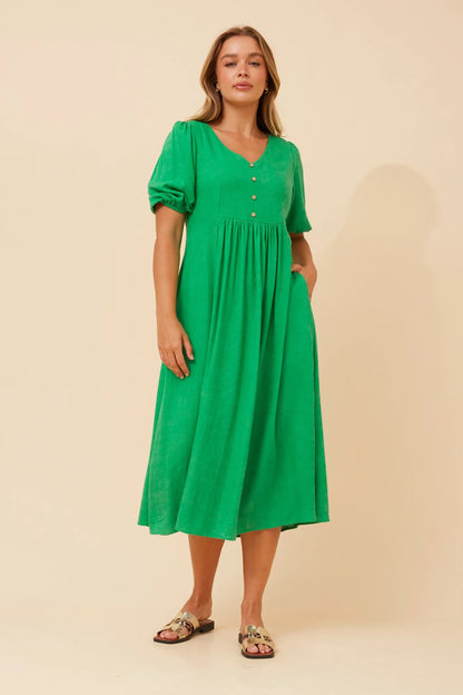 Sophie | Elegante Abito Midi in Lino Verde Jade 3
