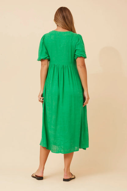 Sophie | Elegante Abito Midi in Lino Verde Jade 6