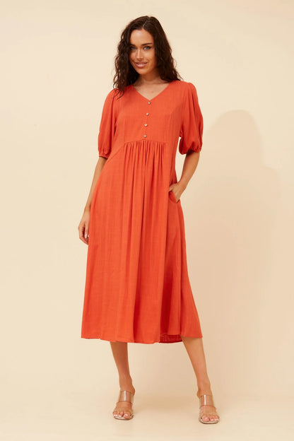 Sophie | Elegante Abito Midi in Lino Verde Jade 9