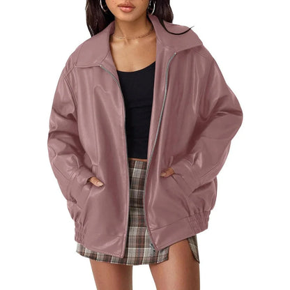 Sophie | Elegante Bomber In Pelle Oversize Nero Donna 3