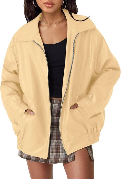 Sophie | Elegante Bomber In Pelle Oversize Nero Donna 9
