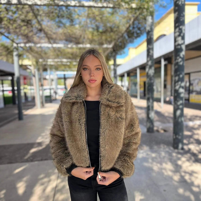 Sophie | Elegante Bomber Pelle Donna Invernale con Pelliccia Sintetica 0