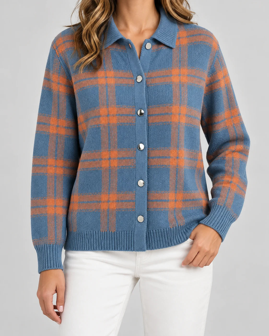 Sophie | Elegante Cardigan a Quadri in Maglia per Donna 0