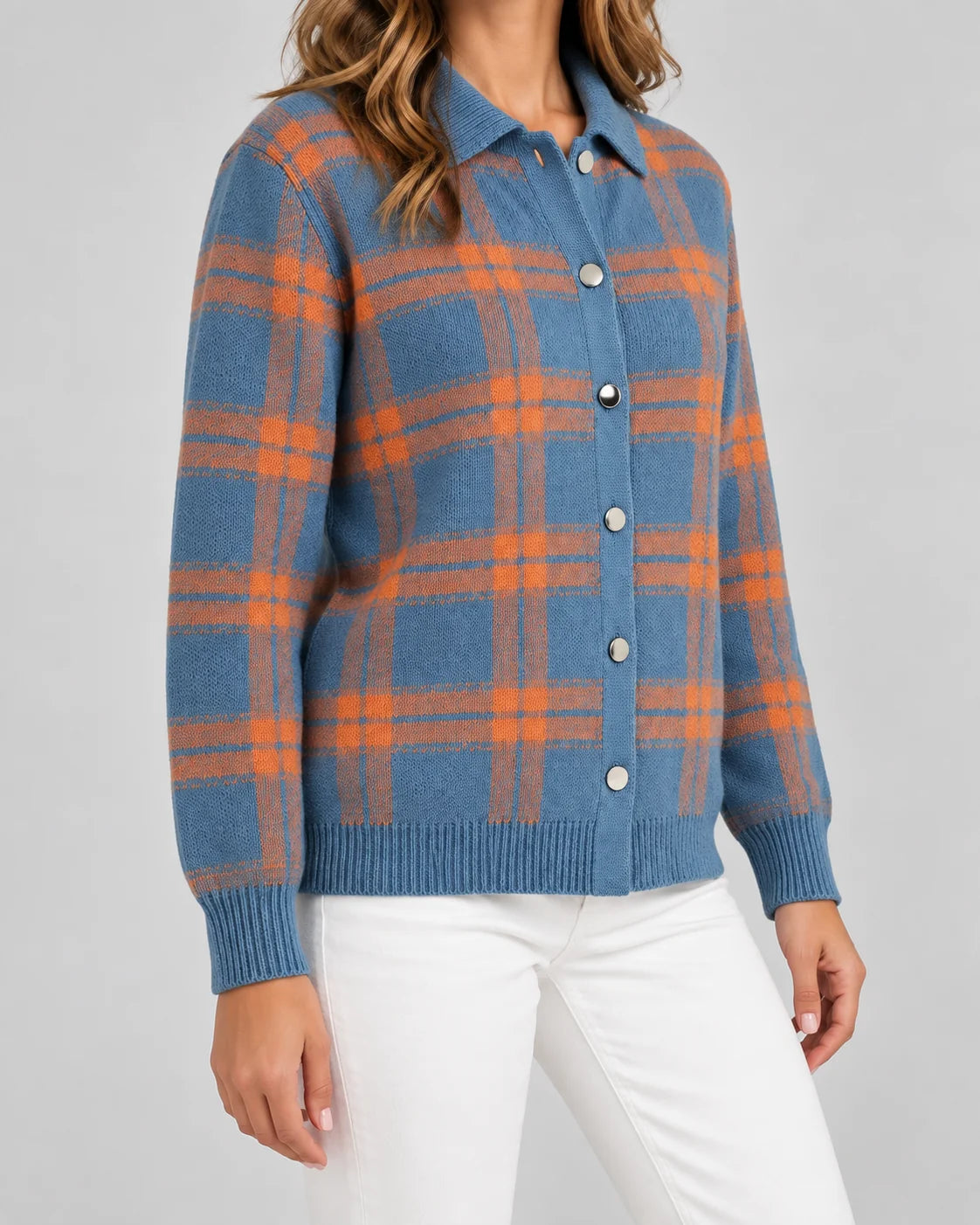 Sophie | Elegante Cardigan a Quadri in Maglia per Donna 2