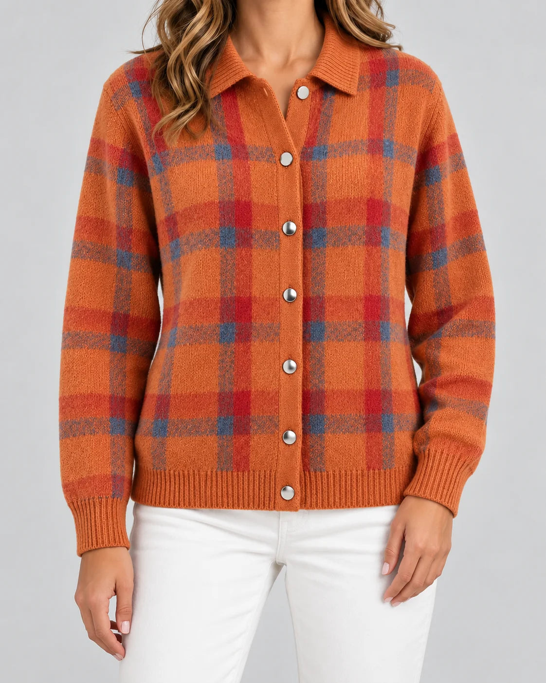 Sophie | Elegante Cardigan a Quadri in Maglia per Donna 4
