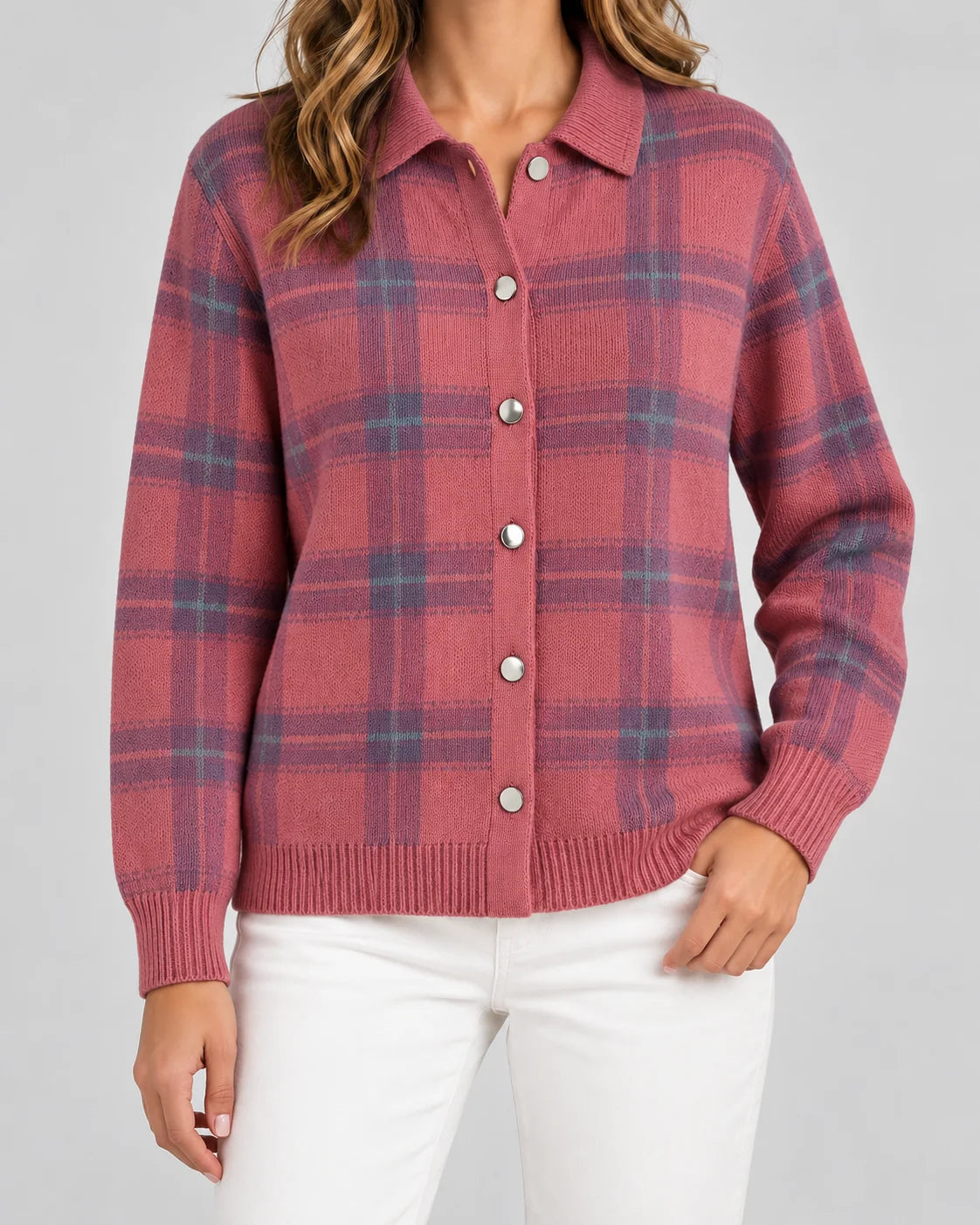 Sophie | Elegante Cardigan a Quadri in Maglia per Donna 9