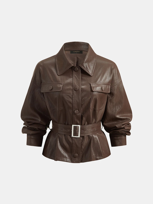 Sophie | Elegante Giacca Utility in Ecopelle per Donna 0