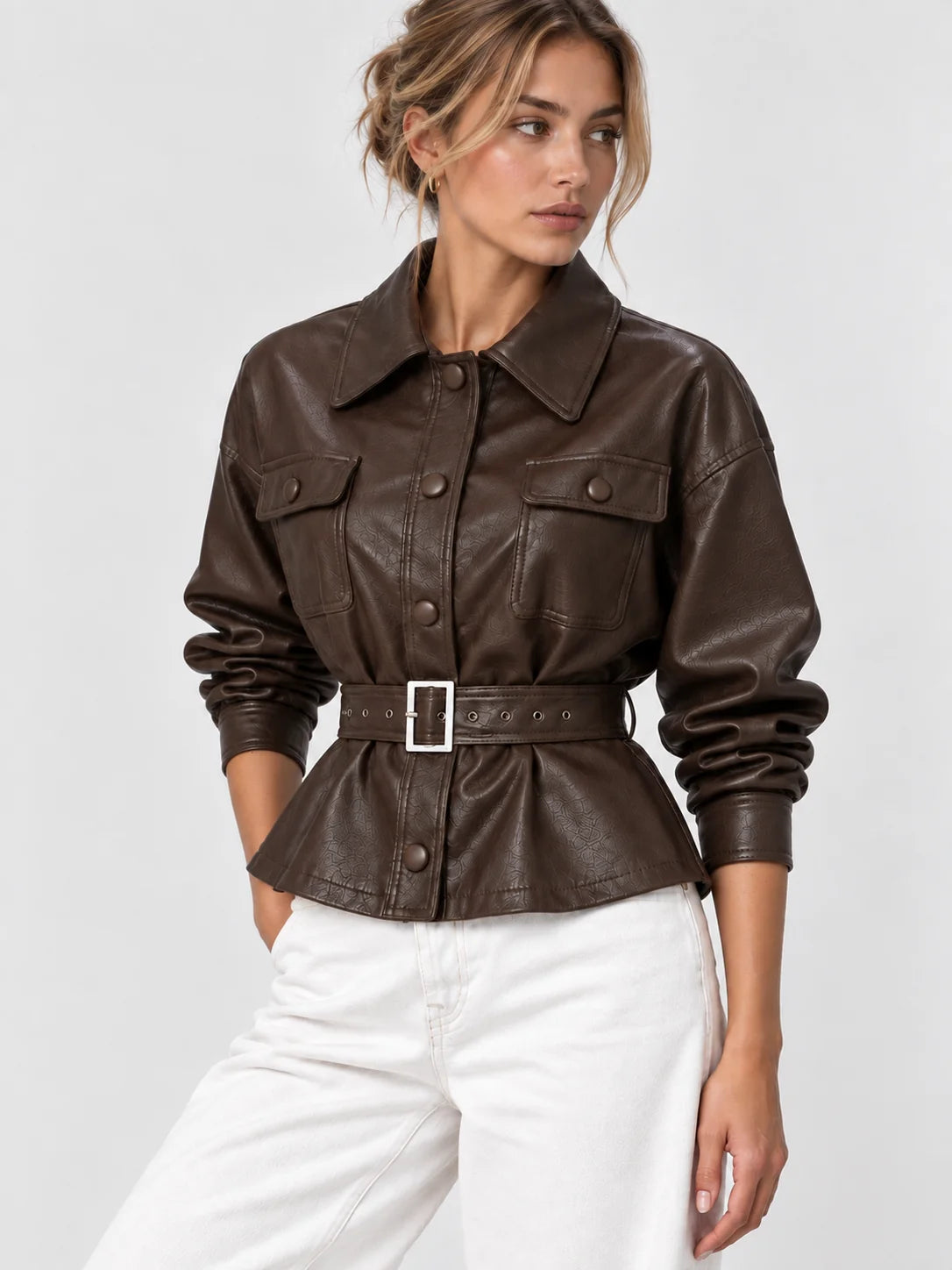Sophie | Elegante Giacca Utility in Ecopelle per Donna 2