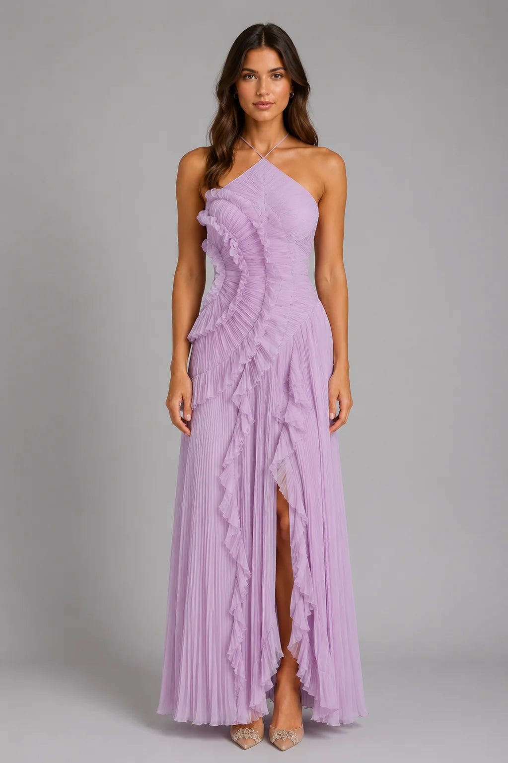 Sophie | Elegante Maxi Abito con Rouches e Pieghe 0