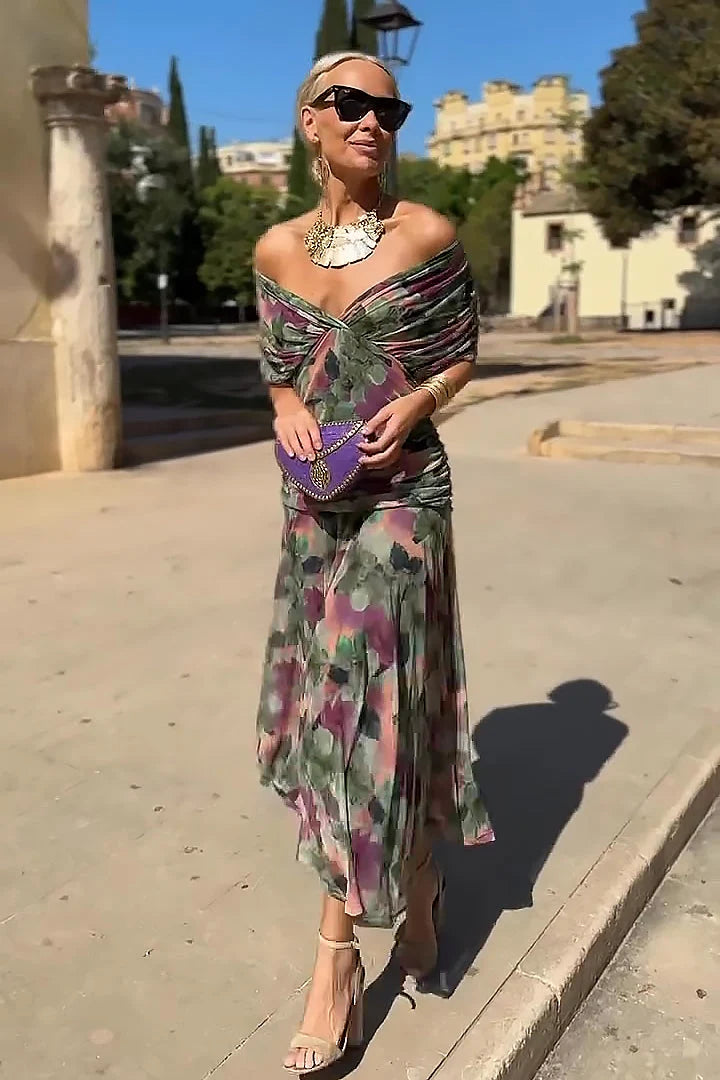 Sophie | Elegante Maxi Dress con Pieghe Gradient e Scollatura a V 3