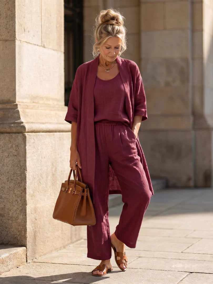 Sophie | Leggero Set a Tre Pezzi con Top e Pantaloni a Gamba Larga 10