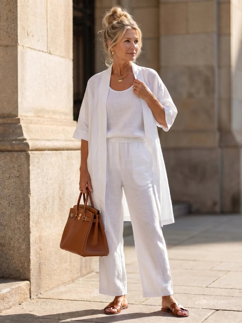 Sophie | Leggero Set a Tre Pezzi con Top e Pantaloni a Gamba Larga 11
