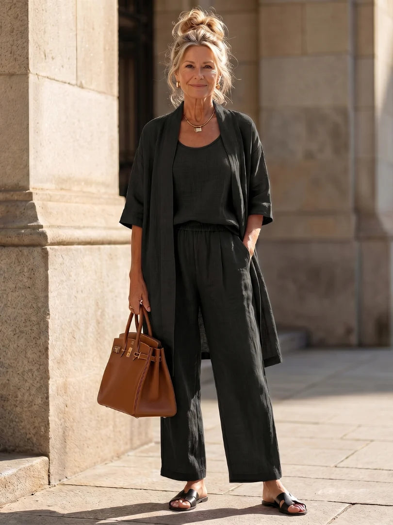 Sophie | Leggero Set a Tre Pezzi con Top e Pantaloni a Gamba Larga 12