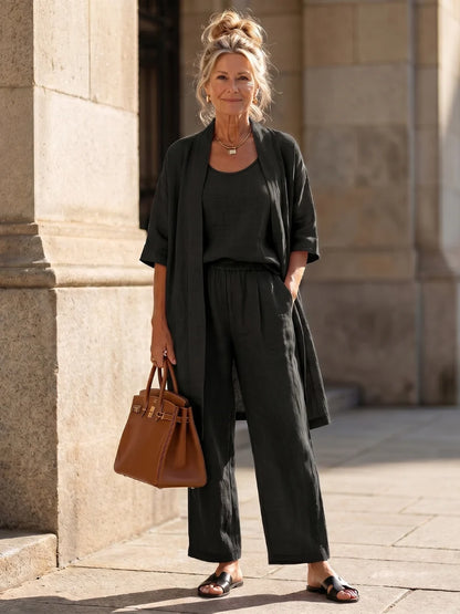 Sophie | Leggero Set a Tre Pezzi con Top e Pantaloni a Gamba Larga 12