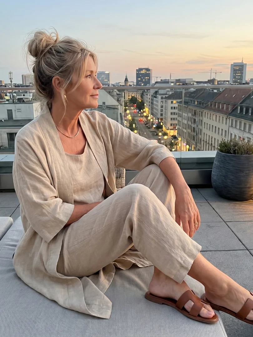 Sophie | Leggero Set a Tre Pezzi con Top e Pantaloni a Gamba Larga 8