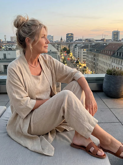 Sophie | Leggero Set a Tre Pezzi con Top e Pantaloni a Gamba Larga 8