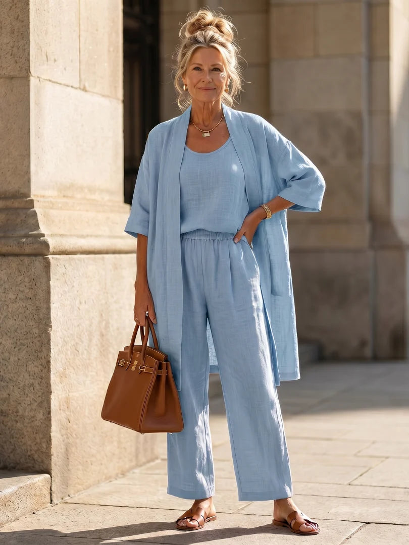 Sophie | Leggero Set a Tre Pezzi con Top e Pantaloni a Gamba Larga 9