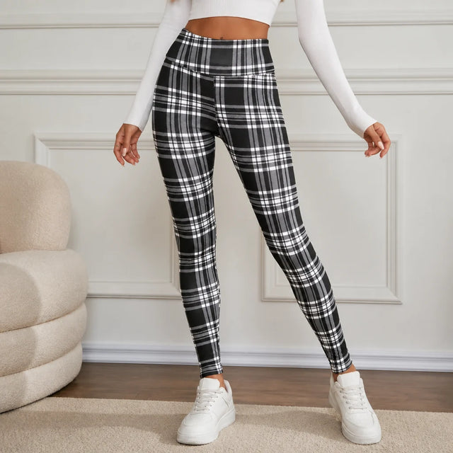 Sophie | Leggings Termici Alta Vita con Fantasia a Quadri e Fodera Spazzolata 0