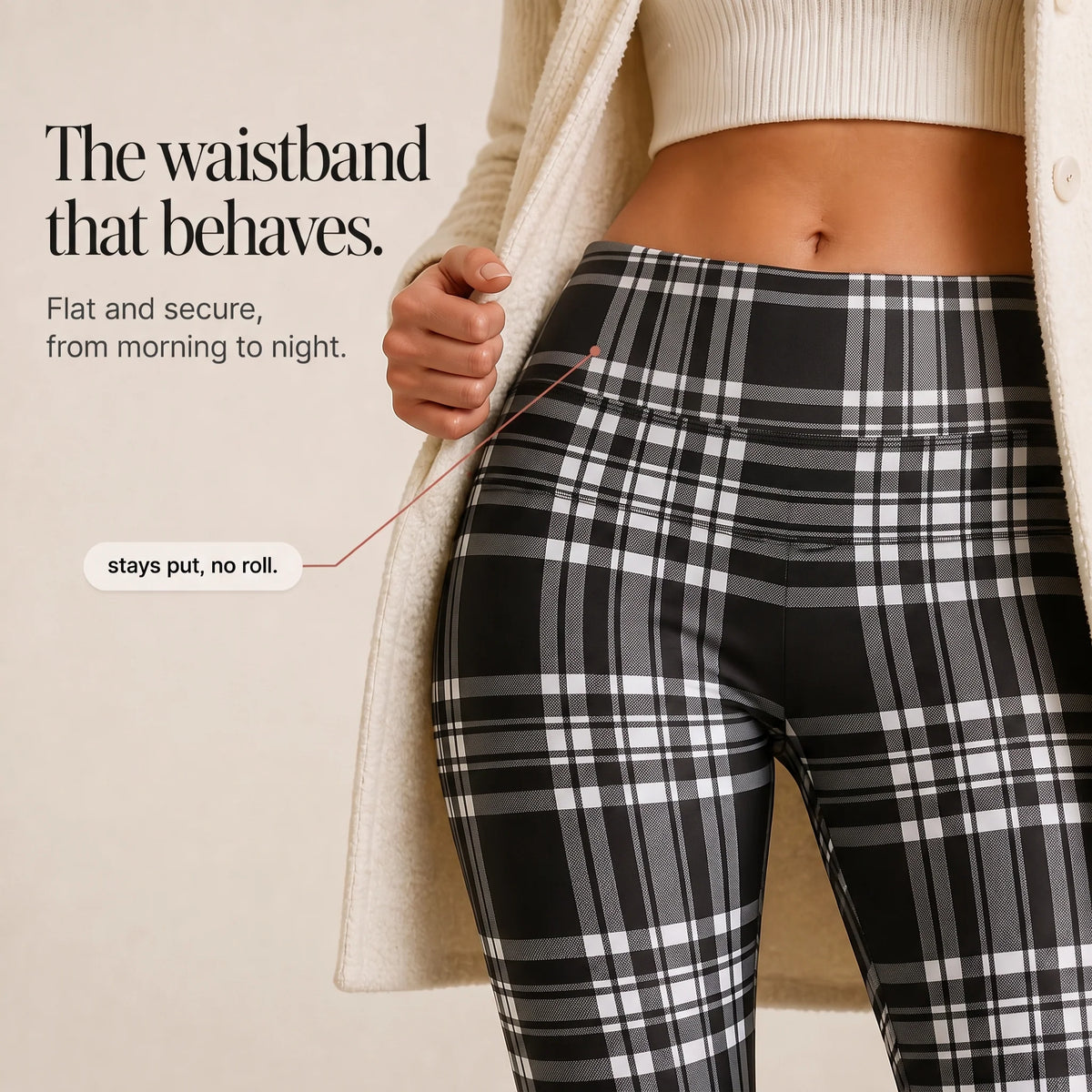 Sophie | Leggings Termici Alta Vita con Fantasia a Quadri e Fodera Spazzolata 7