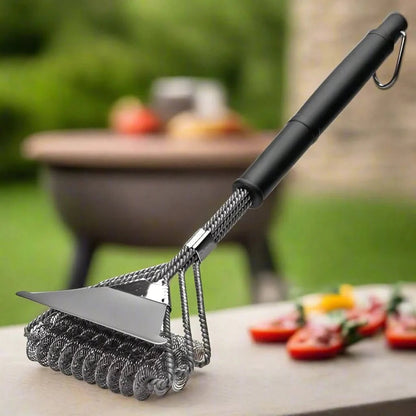Stainless Steel BBQ Brush | Bristle-Free Design with Wide Scraper | Efficient Cleaning for All Types of Grills