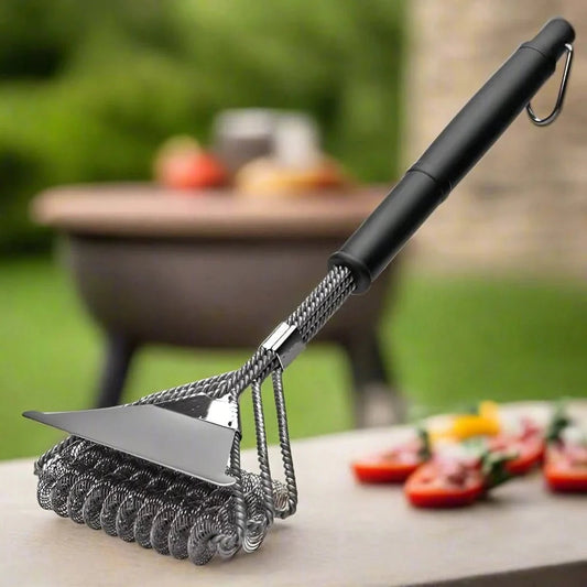 Spazzola BBQ In Acciaio Inossidabile | Design Senza Setole con Raschietto Larghetto | Pulizia Efficiente per Griglie di Ogni Tipo