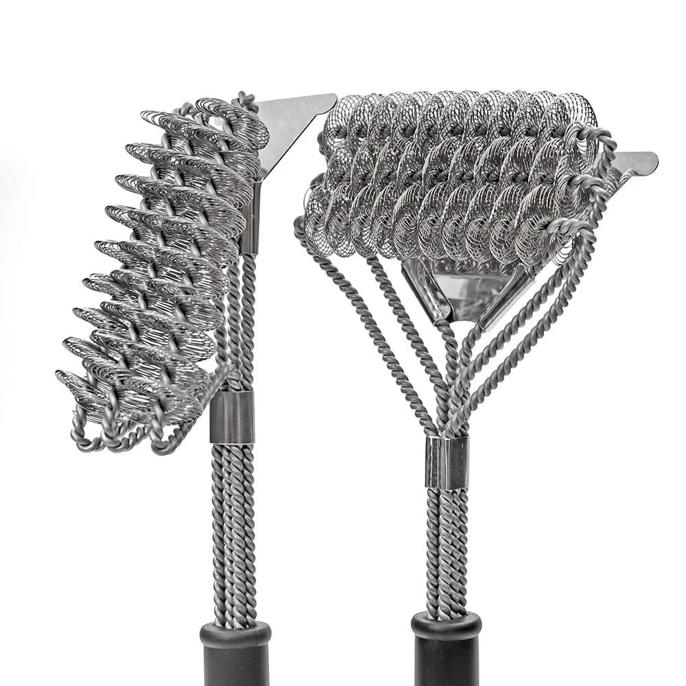 Stainless Steel BBQ Brush | Bristle-Free Design with Wide Scraper | Efficient Cleaning for All Types of Grills