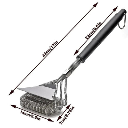 Stainless Steel BBQ Brush | Bristle-Free Design with Wide Scraper | Efficient Cleaning for All Types of Grills