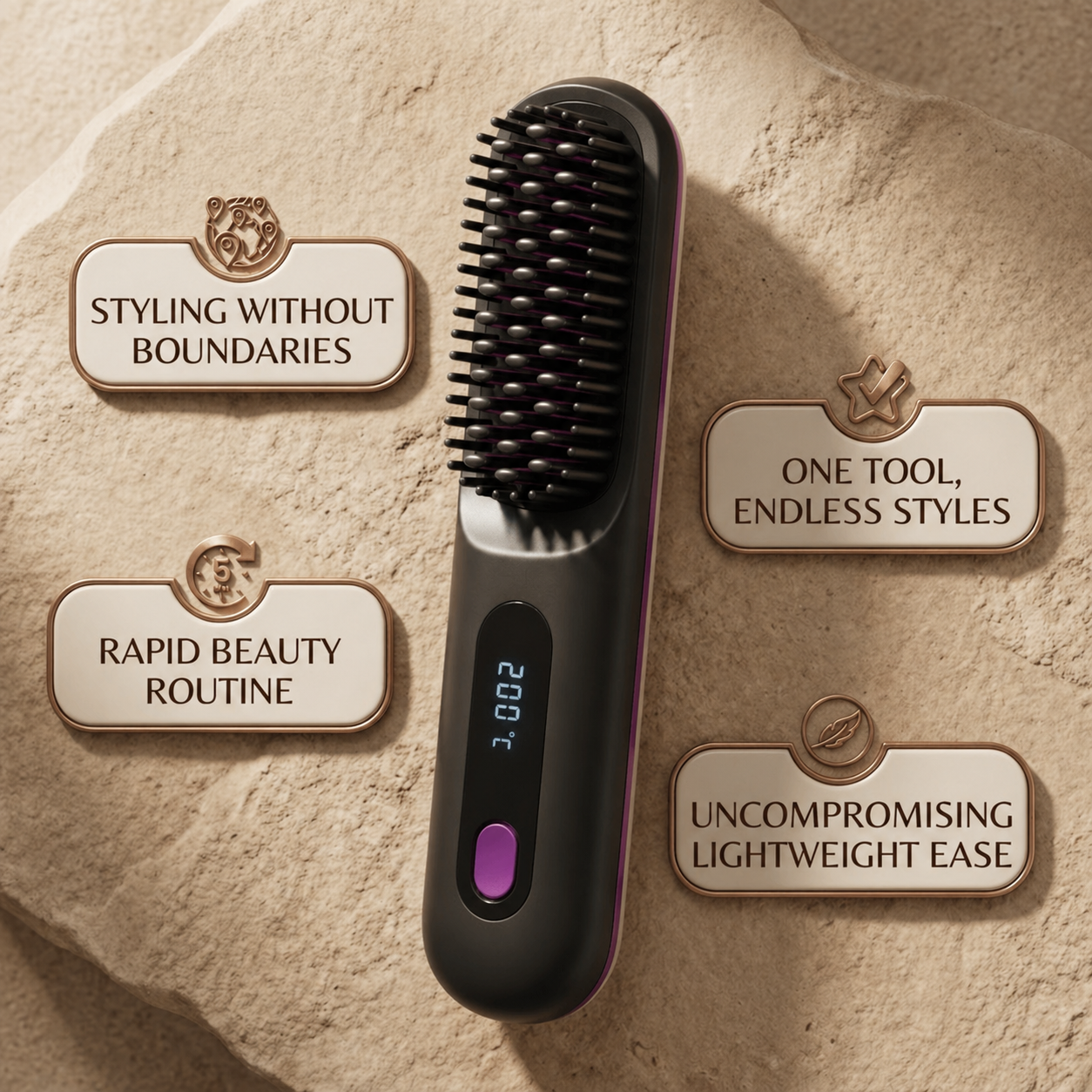 Spazzola Riscaldata per Capelli Lisci con Tecnologia Ionica | Styling Veloce e Anti-Crespo per Capelli Lucenti 3